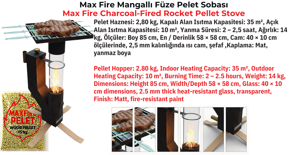 Kutulu Tekerlekli Füze Pelet Soba